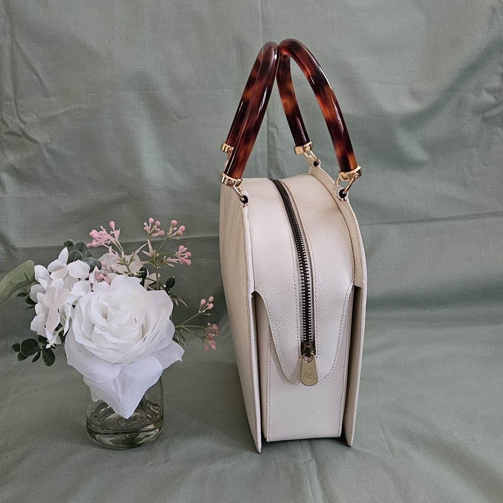 Etro Off-White Leather High-End Luxury Designer Double Handle Handbag (EXCELLENT - Picture 6 of 15